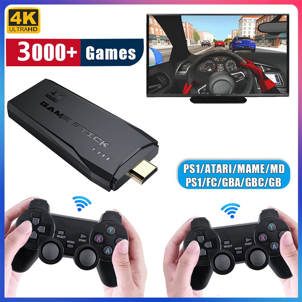 4K HD Portable Consoles Video Game Console With 2.4G Wireless Controllers Classic Game Double Games Player For PS1/GBA/