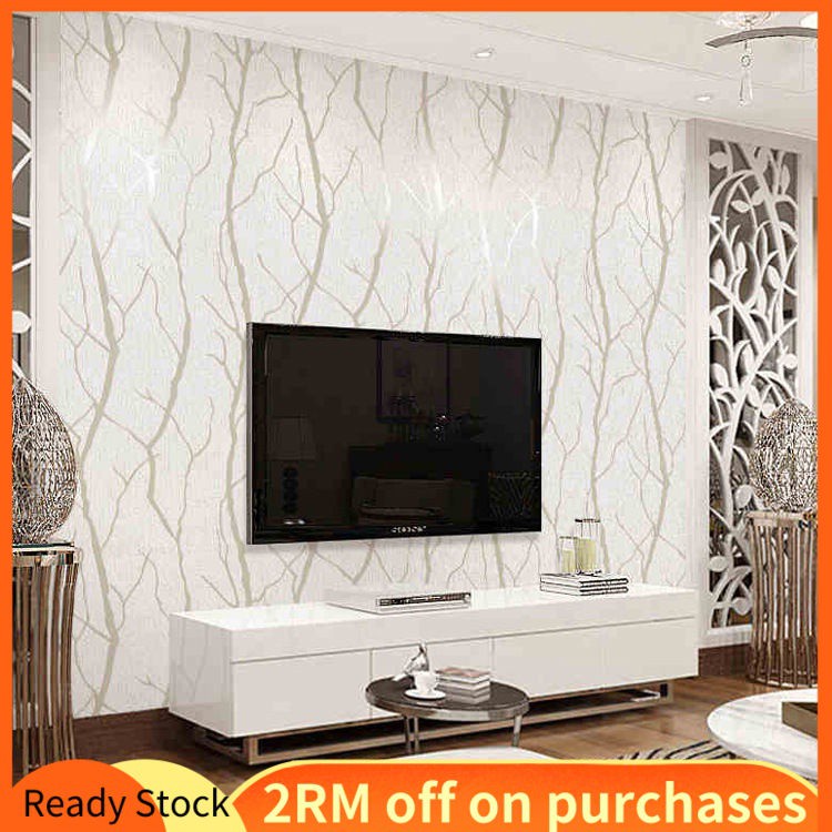 3D thickening deerskin velvet branch living room TV background wallpaper  modern fashion sofa movie wall wallpaper | Shopee Malaysia