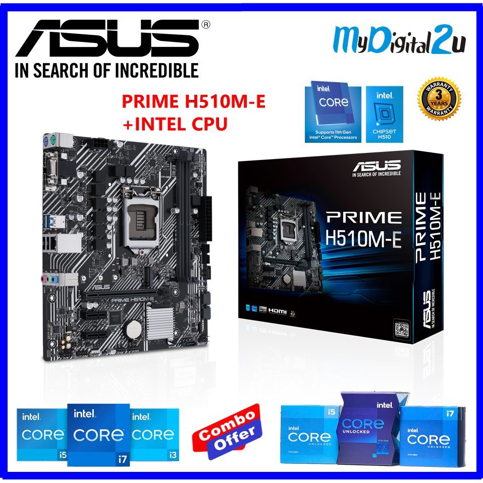 ASUS Prime H510ME (LGA 1200) mATX Motherboard + Intel 11Gen CPU Combo