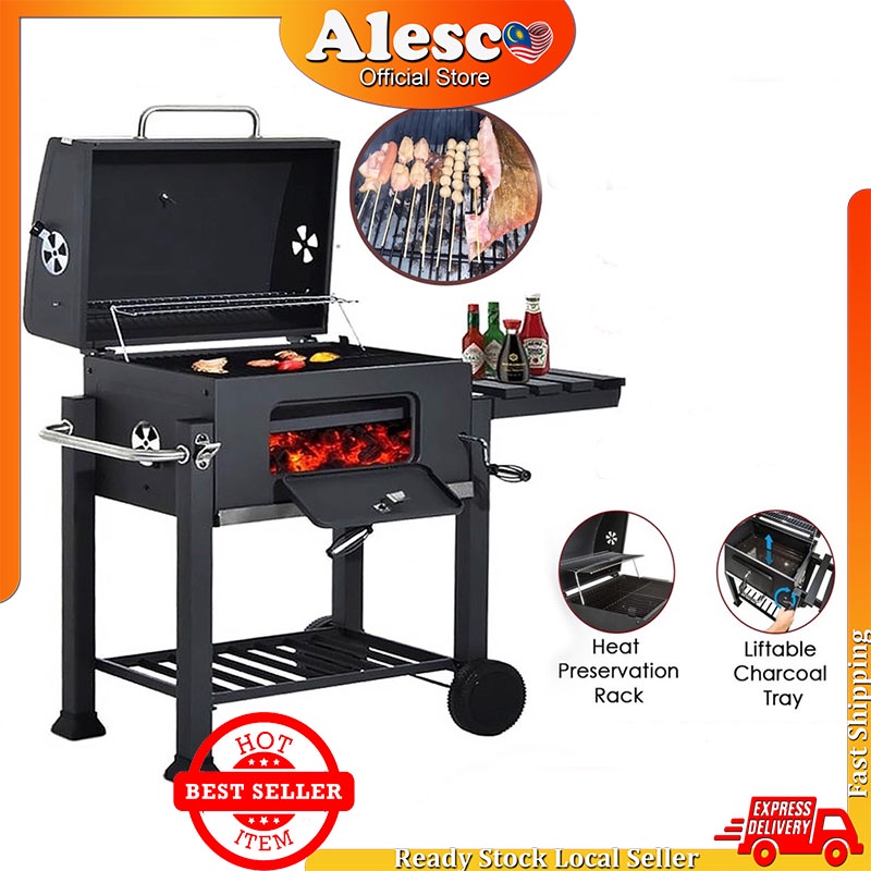 Alesco Heavy Duty BBQ Grill SuperLarge Master Outdoor Barbecue Trolley