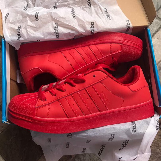 all red adidas superstar