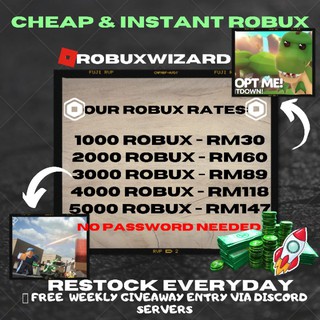 Cheapest Robux Murah Roblox Group Payout Username Only No Password Needed Shopee Malaysia - roblox 2000 robux
