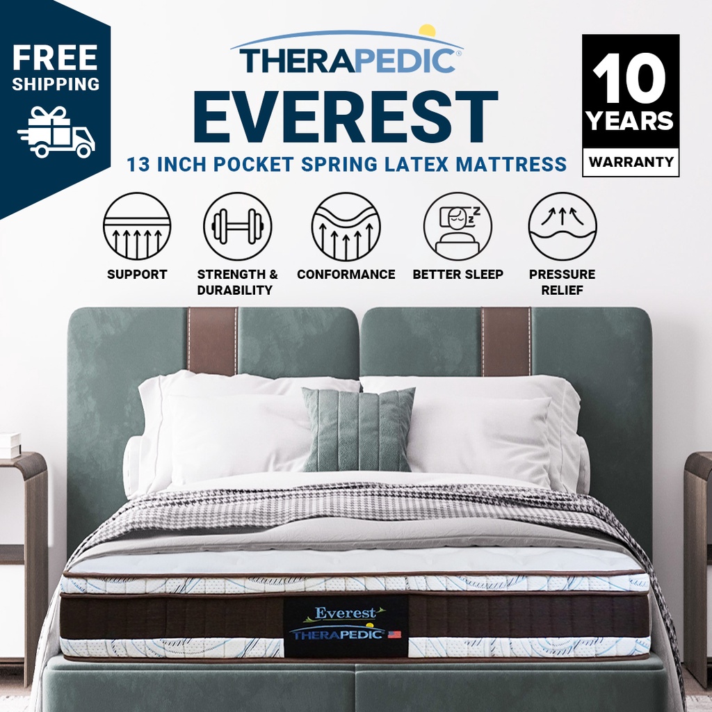 Therapedic USA Everest 5 Zones Pocketed Spring Latex Mattress Single