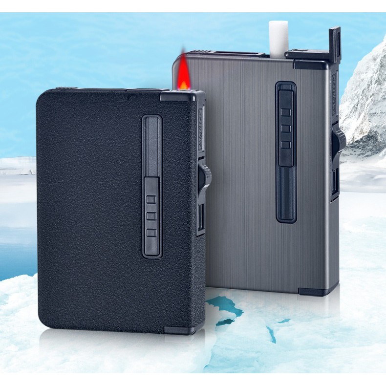 Automatic Cigarette Case Dispenser with Built in Torch Lighter