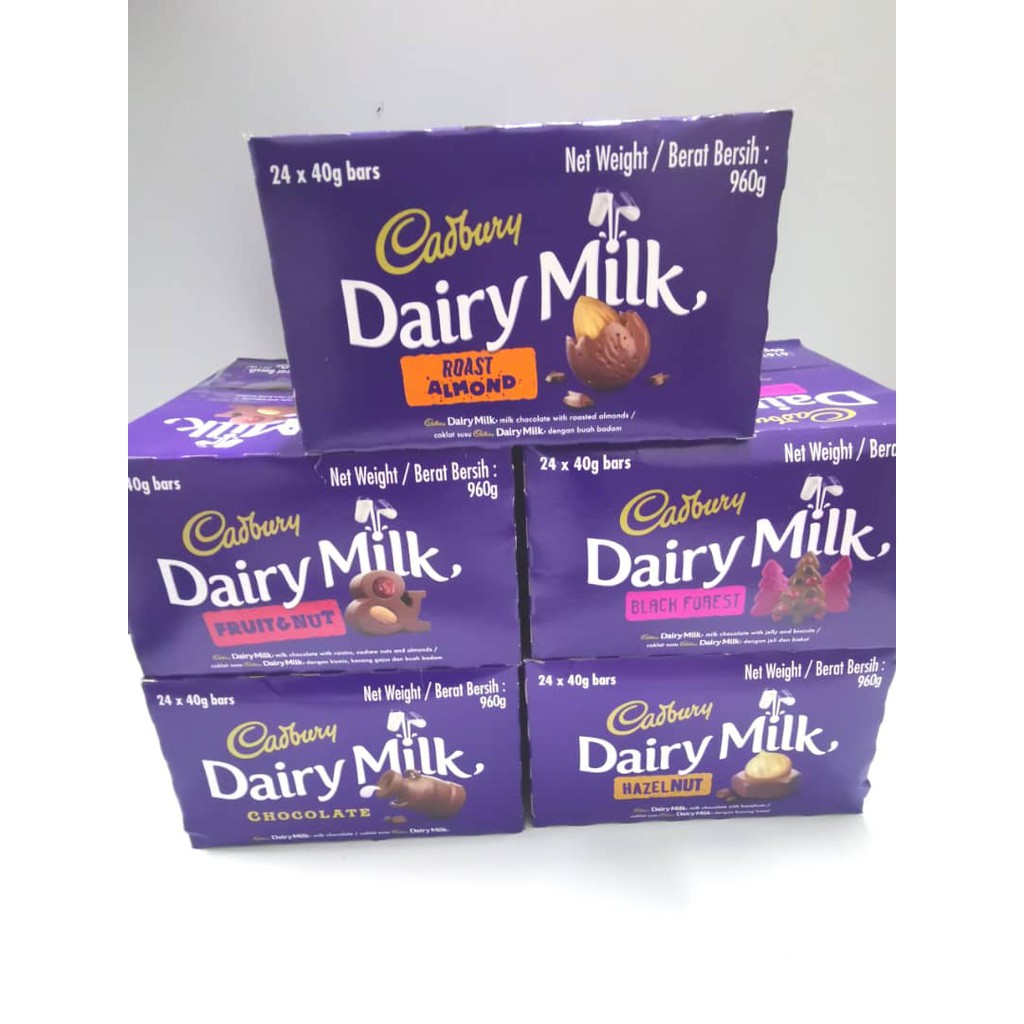 Cadbury Dairy Milk Chocolate 24 x 40g bars / 12 x 100g bars Shopee Malaysia