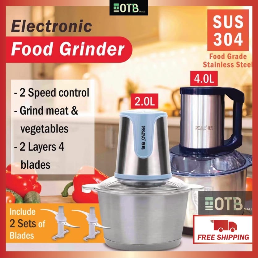 OTB 2L 4L SUS304 Meat Mincer Electrical Multifunctional Food Grinder Blender Mixer