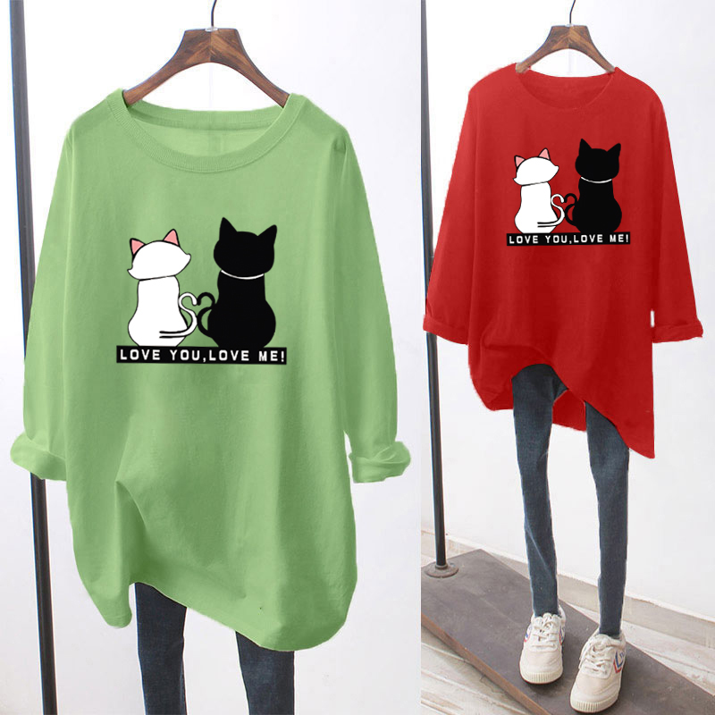 M-5xL Women's Clothes Plus Size Long Sleeve T-shirt Saiz Besar Jenis