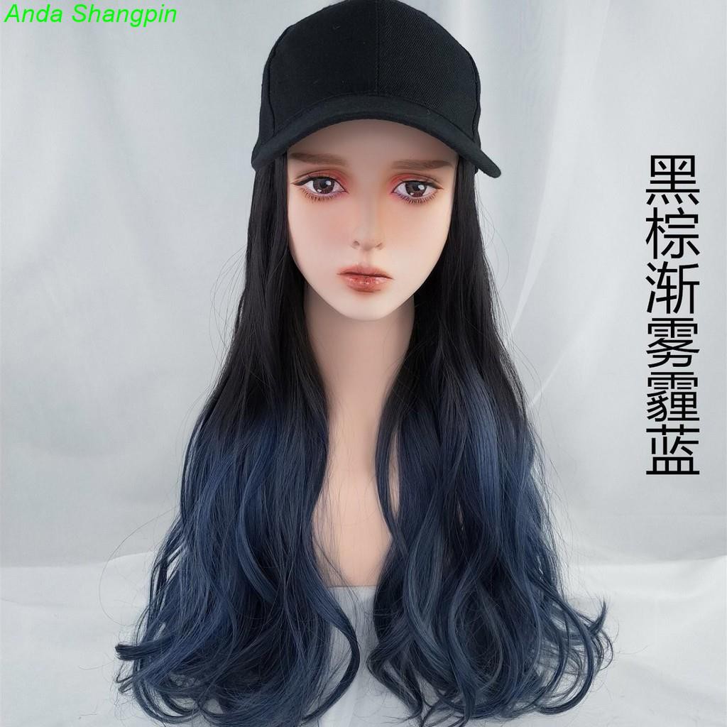 Yu Women Curly Wigs With Cap Set Hat Wig Long Big Wave Hair Wig