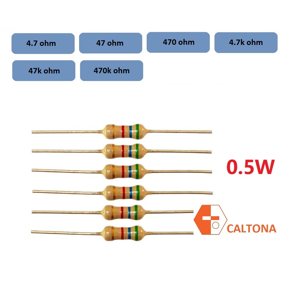 470 ohm 1/2W 5% Carbon Film Resistor pk/5 