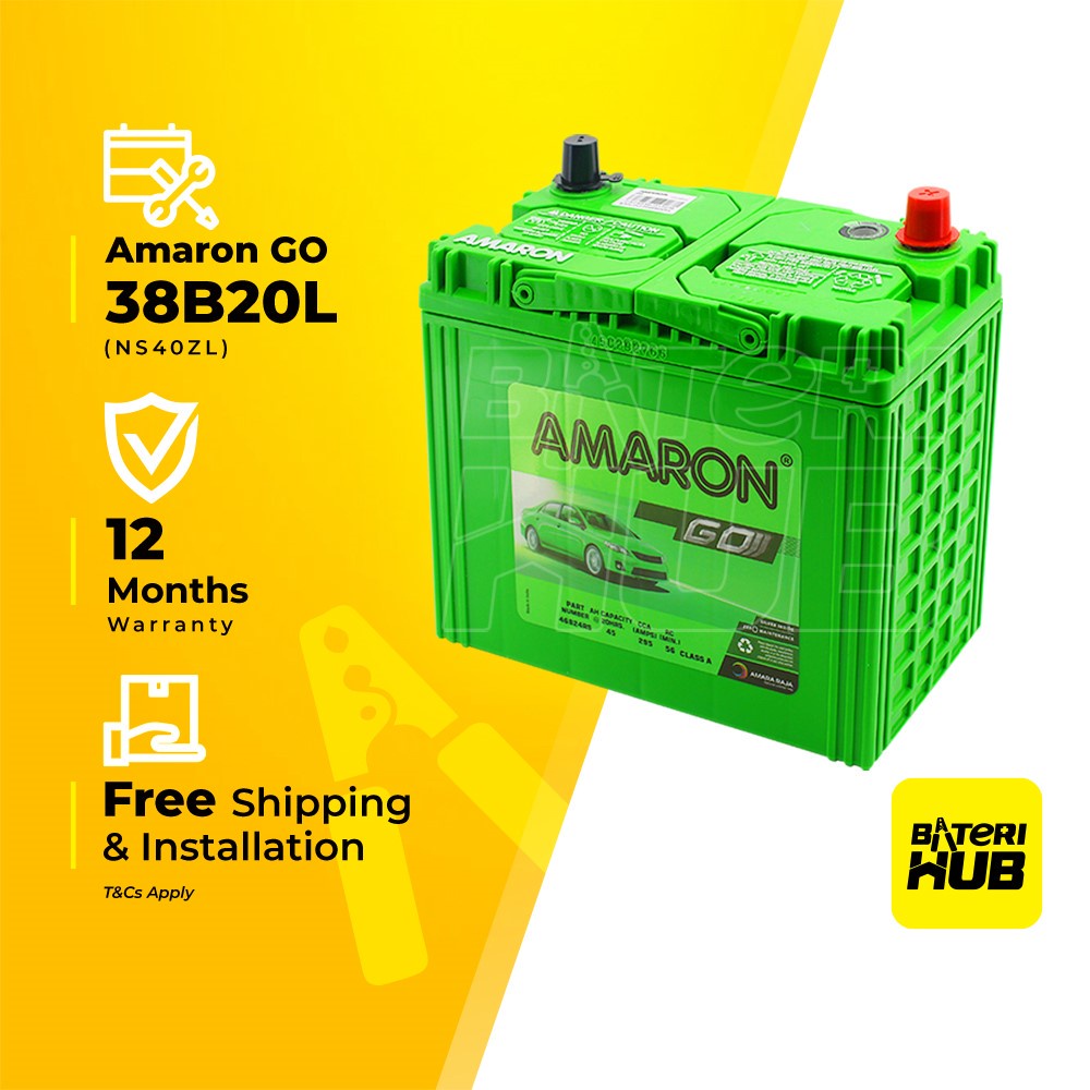 38B20L Amaron Go Car Battery Myvi Bezza Kancil Viva Axia Honda City ...