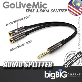 GoliveMic 3.5mm Audio Y Splitter (to split microphone and headphone) and connect to TRRS (Malaysia Ready Stock)