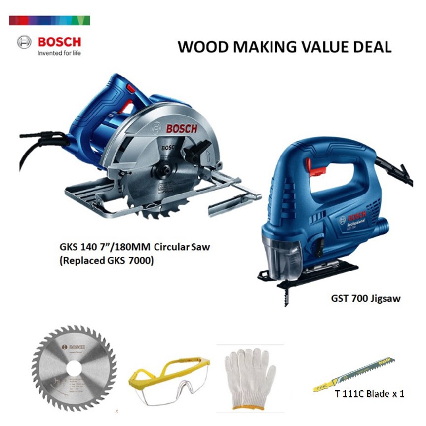  BOSCH  VALUE DEAL GKS  140  CIRCULAR  SAW  AND GST 700 JIGSAW 