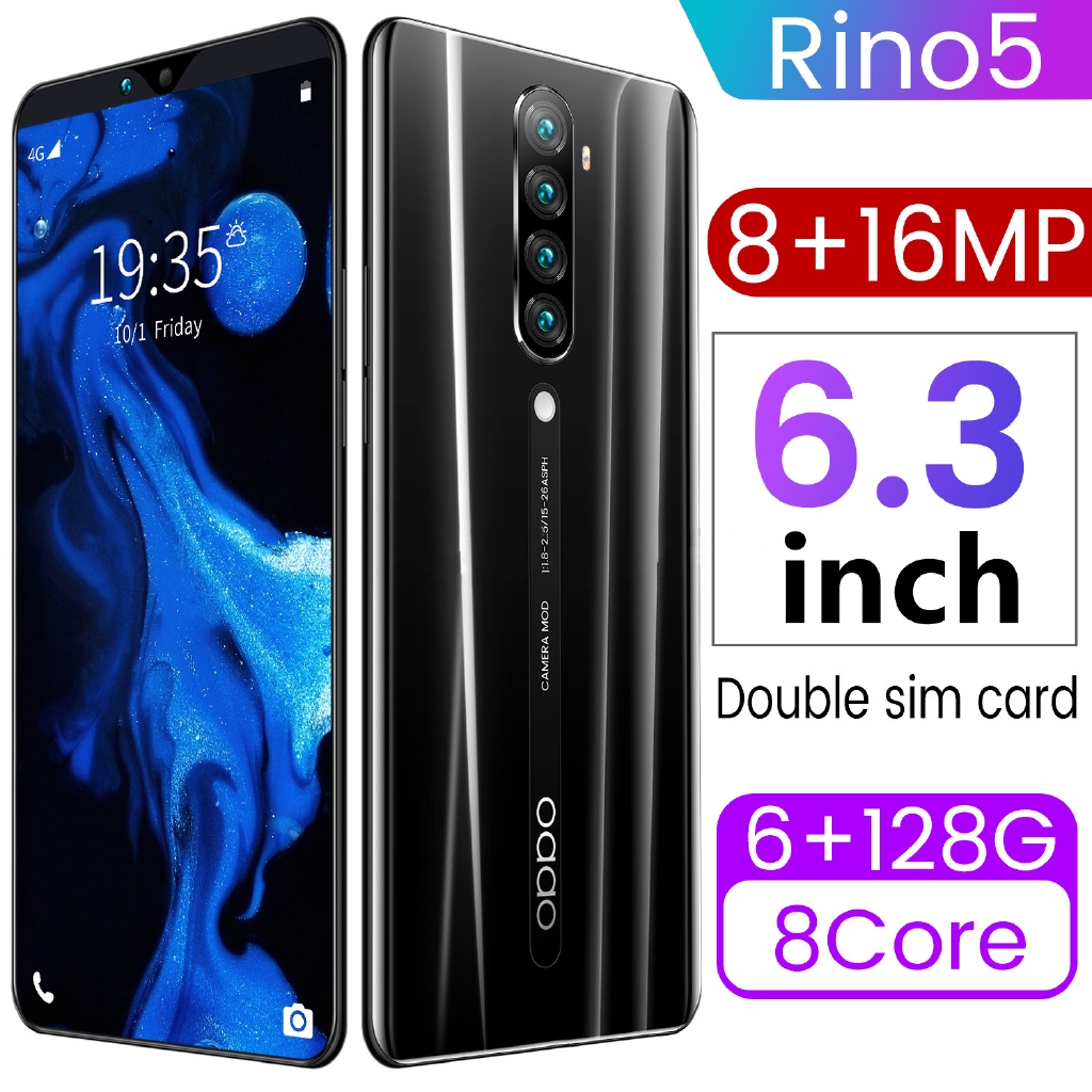 New Smartphone Rino 5 Large Screen 6 3 Inch 6 128gb Android Smartphone Shopee Malaysia