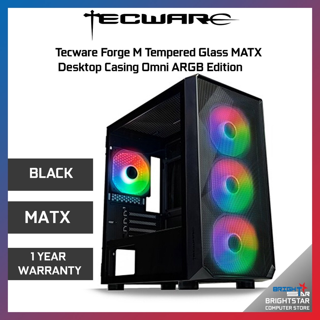 Tecware Forge M Tempered Glass MATX Desktop Casing Omni ARGB Edition ...