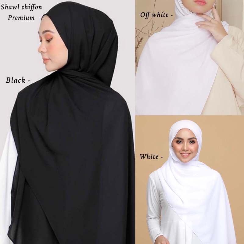 SHAWL KEKNIS CHIFFON PLAIN - HEAVY CHIFFON (Exclusive Stock) | Shopee ...