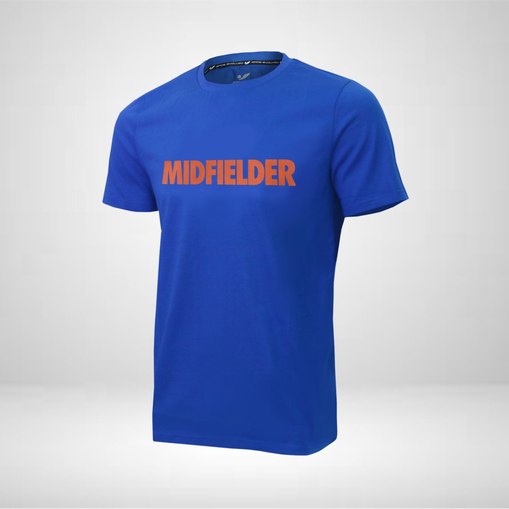 T-shirt Midfielder Concave Soccer Tee - Blue/Neon Orange