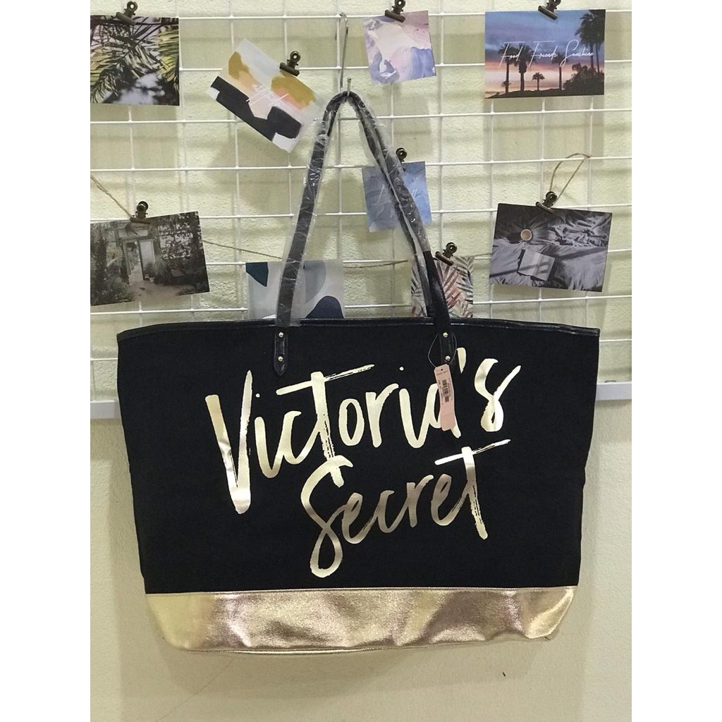 victoria secret black tote bag