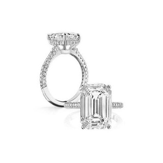 AINUOSHI 6 Carats Emerald Cut Cubic Zirconia CZ Rhodium Plated//Rose Gold Sterling Silver Simulated Diamond Wedding Engagement Ring