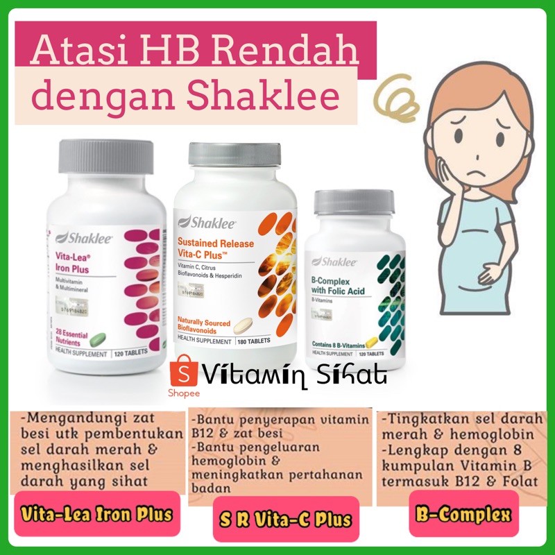 Hot Set Tambah Darah Shaklee Hb Low Tekanan Darah Rendah Vitalea Vitamin C Bcomplex Shopee Malaysia