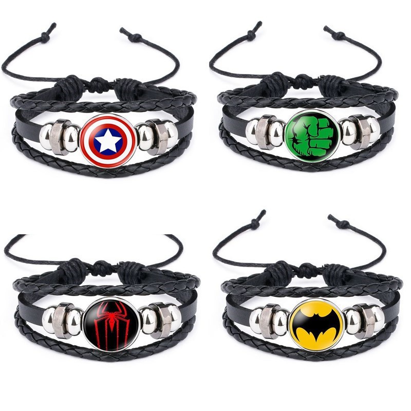Marvel Spiderman Avengers Wristband Children Toy Superhero Braided Bracelet 