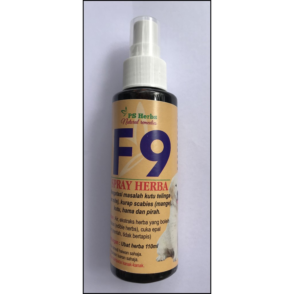 Spray F9 Psherbs Untuk Rawatan Kutu Kurap Scabies Kudis Buta Earmites Untuk Kucing Anjing Arnab Hamster Manusia Shopee Malaysia