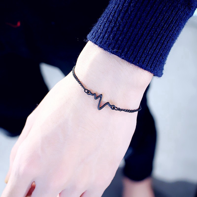  Gelang  Bangle  Pria Wanita Model Detak Jantung ekg Bahan 