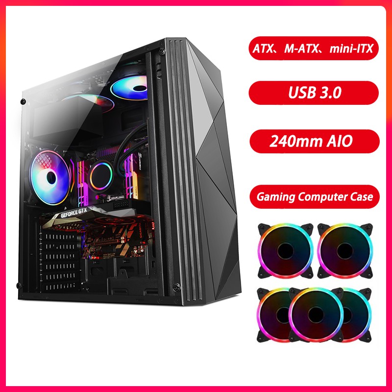 Gaming Computer Case Diy Full Windowed Aio Water Cooling Atx M Atx Mini Itx Shopee Malaysia