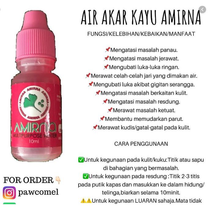 Air Akar Kayu Amirna Multipurpose Water 10ml Shopee Malaysia