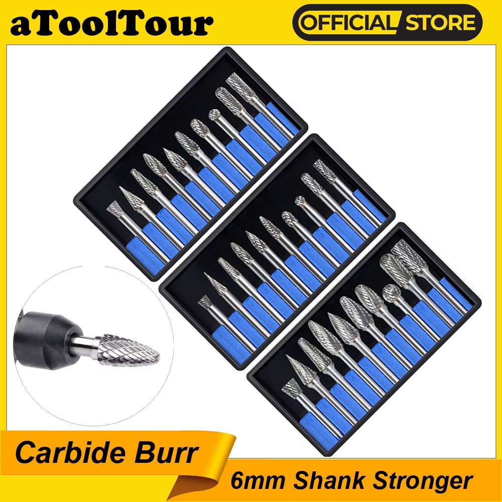 Tungsten Carbide Burrs Bit 6mm Shank Metal Aluminum Steel Metalworking Carving Tool Double Cutter for Rotary Burring Set File Grinder