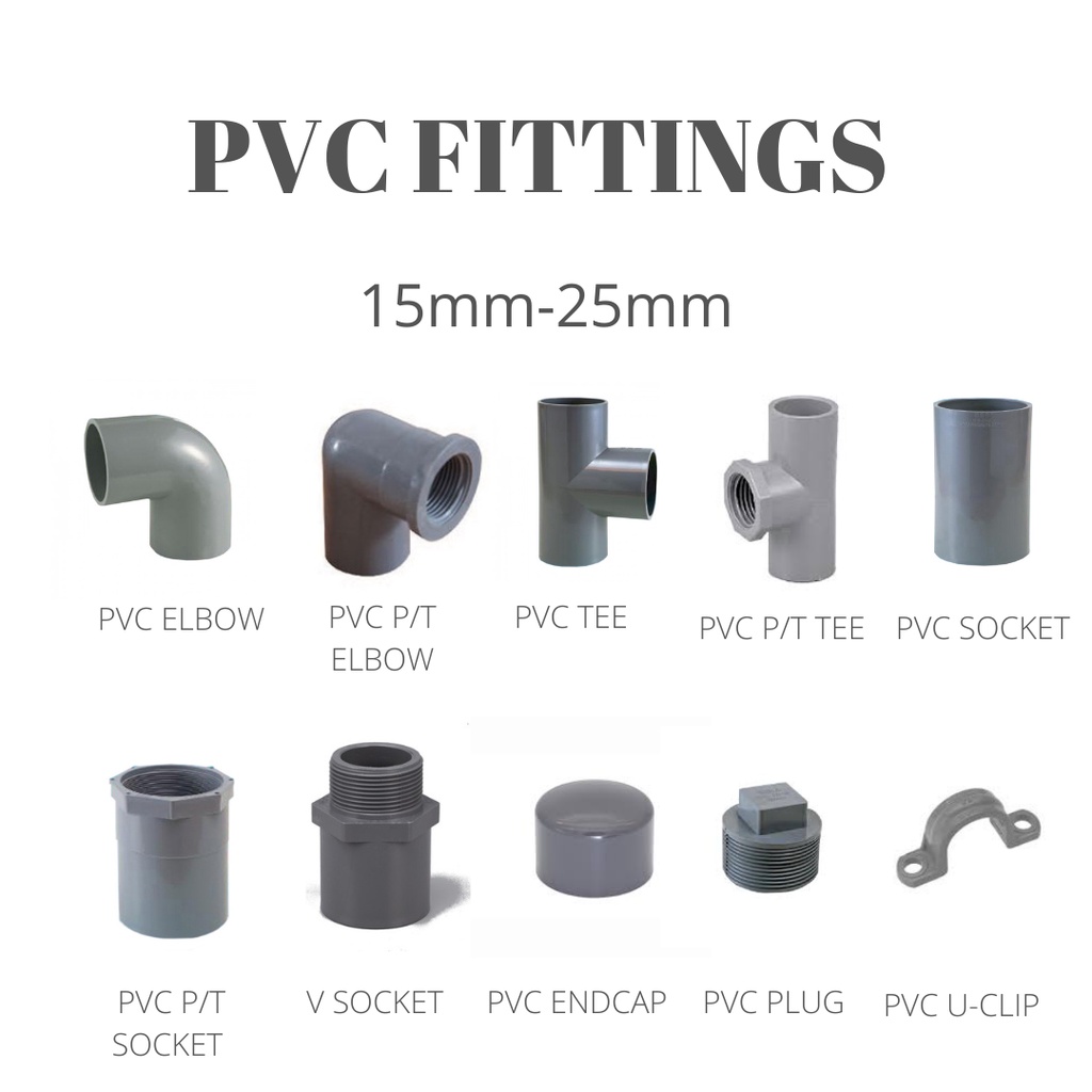 PVCFITTINGSPVCSOCKET/PVCELBOW/PVCTEE/PVCUCLIP/PVCVSOCKET/15MM/20MM