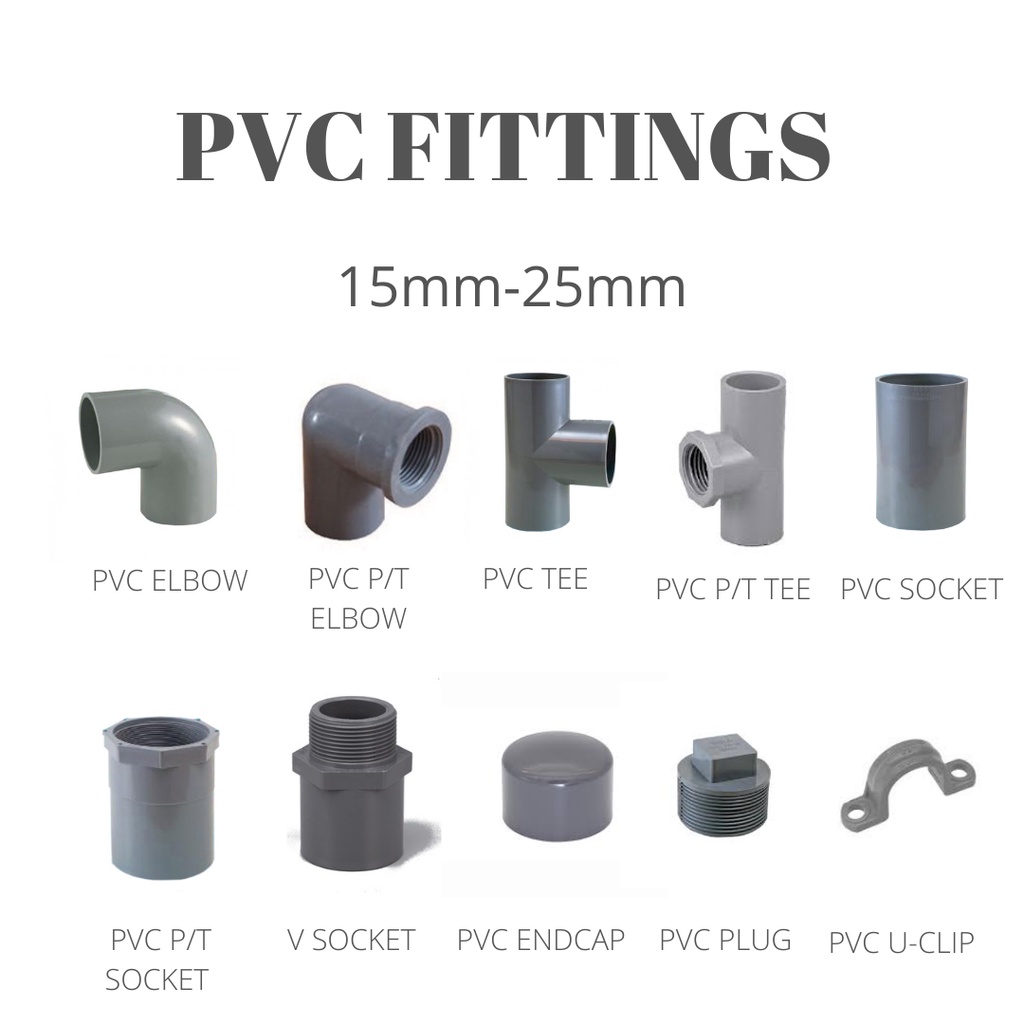 PVCFITTINGS-PVCSOCKET/PVCELBOW/PVCTEE/PVCUCLIP/PVCVSOCKET/15MM/20MM ...