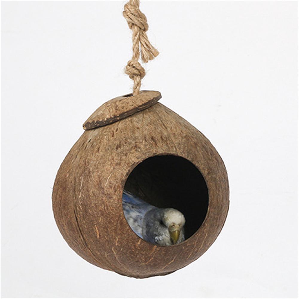 Coconut Shell Parrot Nest Bird House Hut Cage Hamster Squirrels Nesting