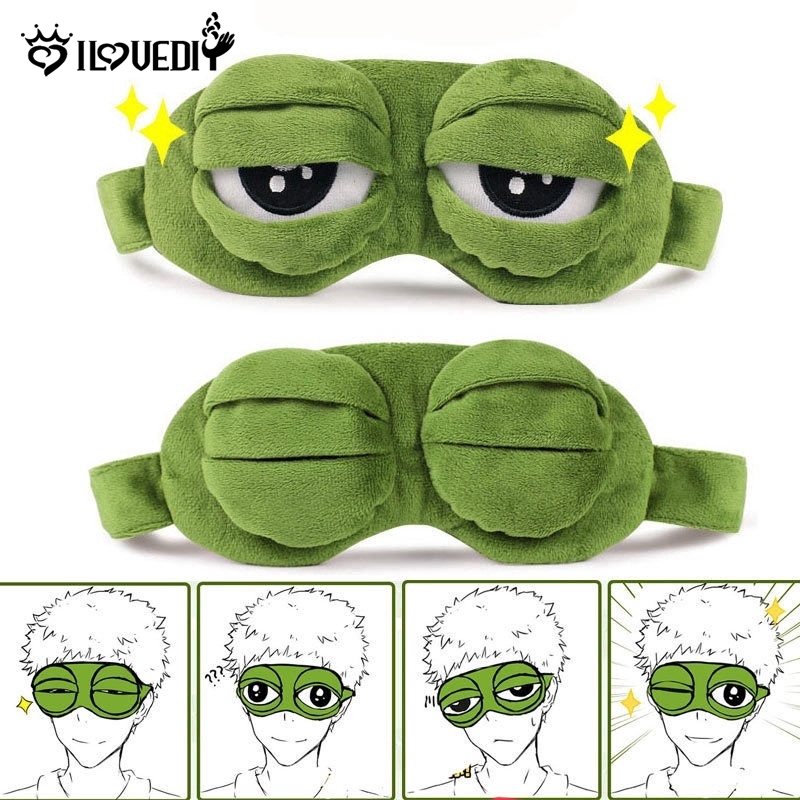 [SD] Women Men Soft Portable Travel Sleep Eye Masks / Sad Frog Designed 3D Cartoon Natural Sleeping Eyeshade / Sleeping Eyes Cover / Funny Rest Blindfold / Fashion Padded Eye Patch