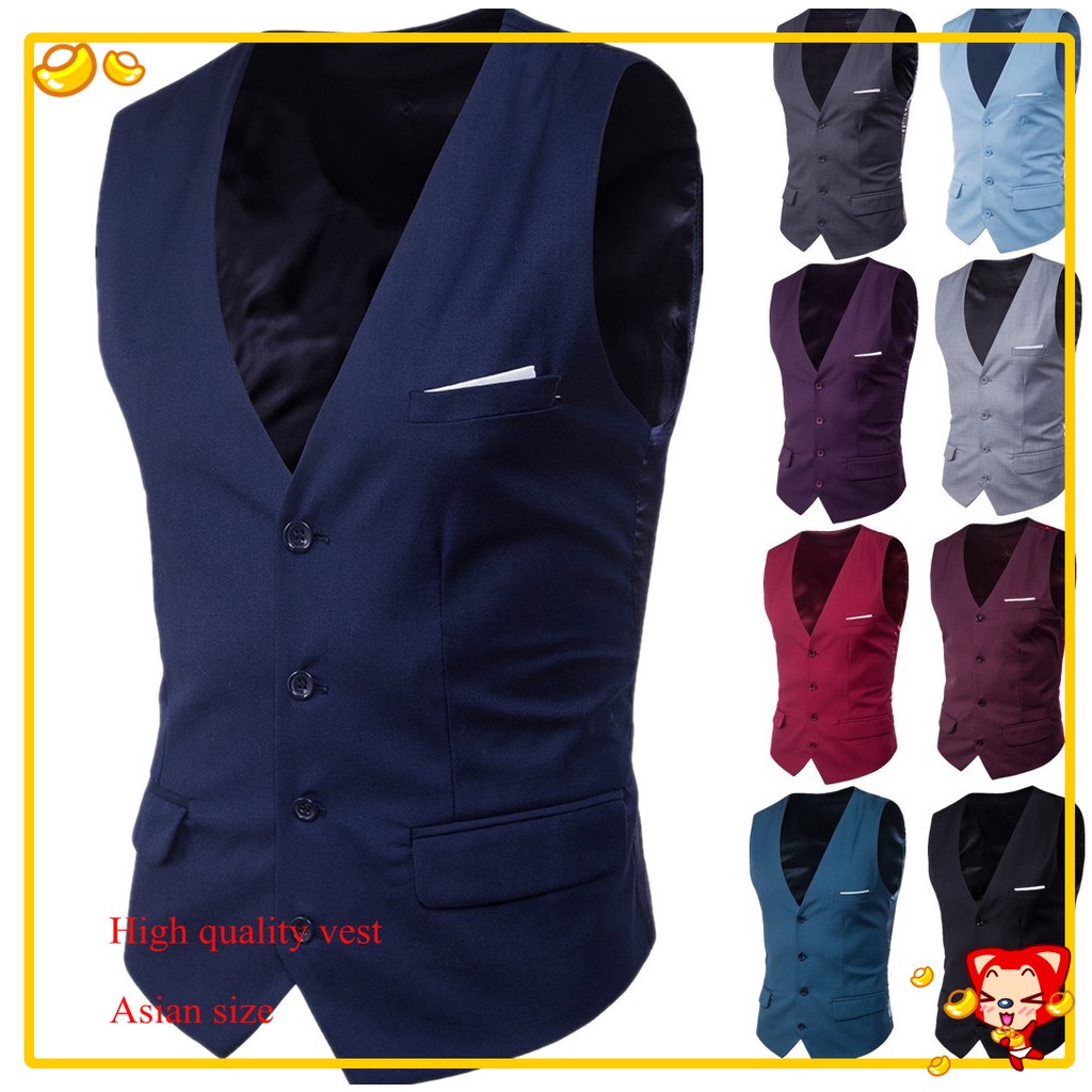 Men's Slim Fit Suit Vests Casual Sleeveless Vest Formal Business READY STOCK