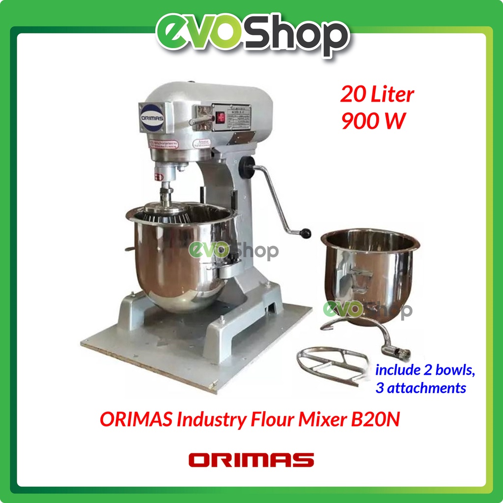 ORIMAS Industry Flour Mixer B20N / B20 Commercial Industry Food Mixer 20 Liter 2 Bowls Mesin Tepung