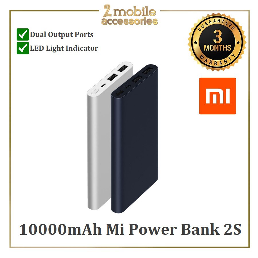 Original Xiaomi Mi Power Bank 2S 10000mAh, Dual USB Port Output ...