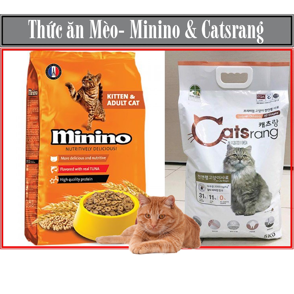 MININO and CATSRANG cat food, for cats of all ages, dry cat grains