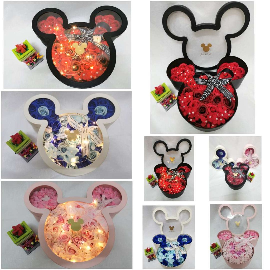 Romantic Valentine New Creative Tik Tok Mickey Mouse Face Soap Flower Giant Size Surprise Gift