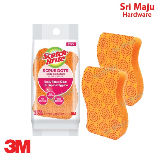 MAJU 3M Scotch Brite Orange Scrub Dots Non Scratch Scrub ...