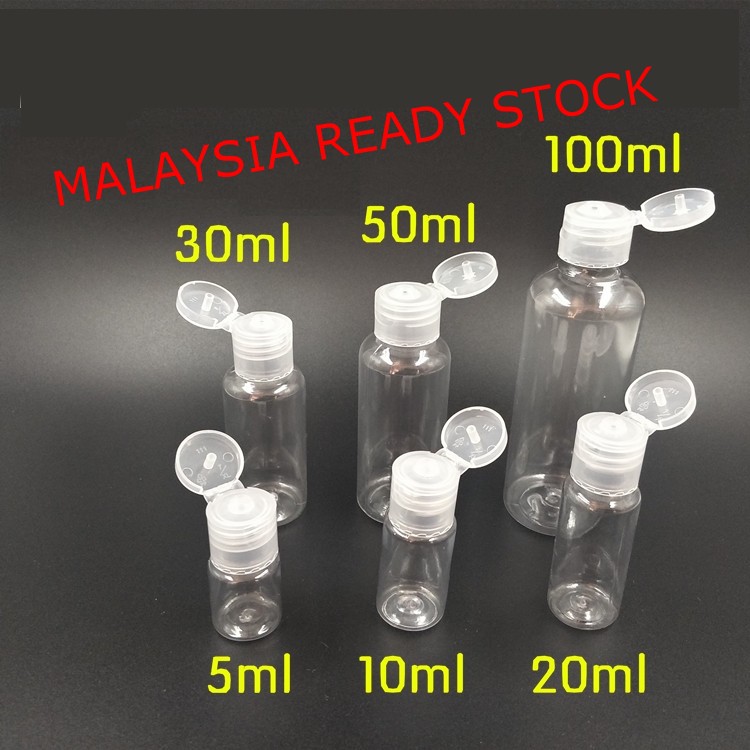 [Flip cap] PET Plastic Bottle 5ml, 10ml, 20ml, 30ml, 50ml, 100ml, Travel bottle