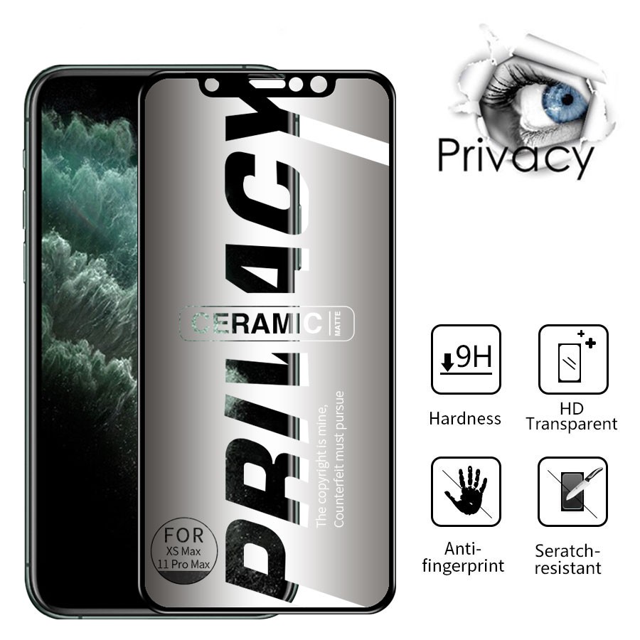 iPhone 11 Pro 12 13 Pro Max 6 6s Plus 7  8 Plus X Xs Max Xr Se Gaming Ceramic Matte Privacy Anti Spy Screen Protector
