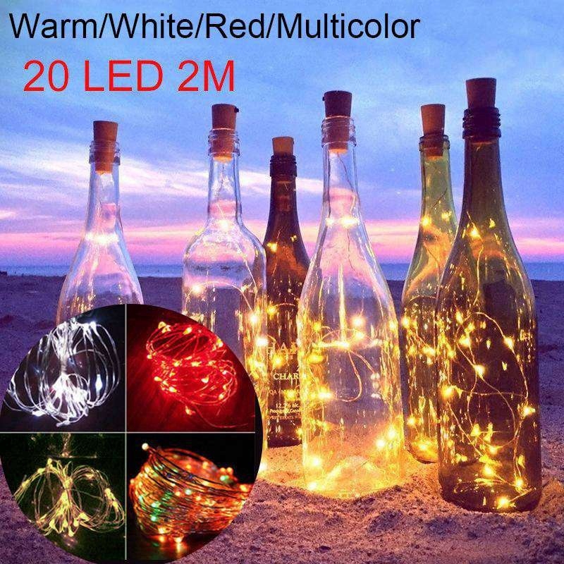 2M 20 LED Wine Bottle Fairy String Light Cork Lamp for Xmas Wedding Multicolour