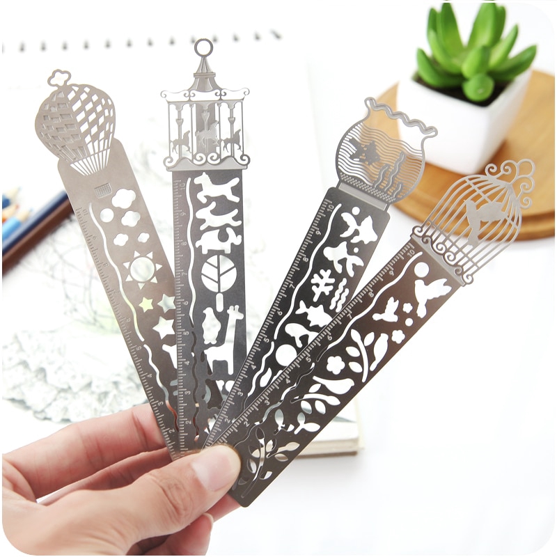 Cute Kawaii Creative Horse Birdcage Hollow Metal Bookmark Ruler For Kids Student Gift School Supplies