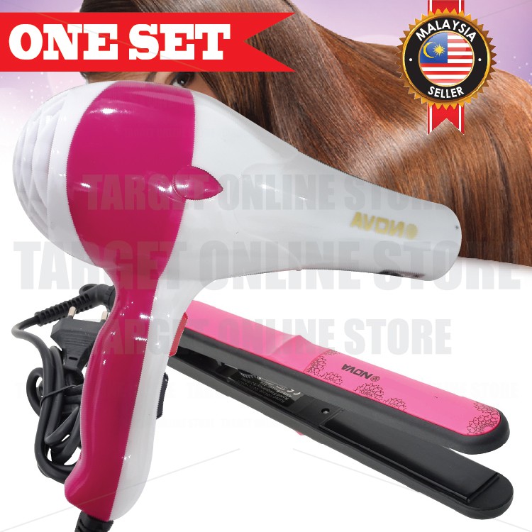 Nova Hair Straightener Iron Fashion Hair Dryer Blow 1800 Watts One  Set/Pengering & Pelurus Rambut | Shopee Malaysia