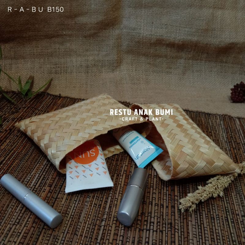 (B150) Bamboo Makeup Pouch 15x6cm|Make Up container|Souvenir bag|Wallet Holder|Gift|Party|Hampers