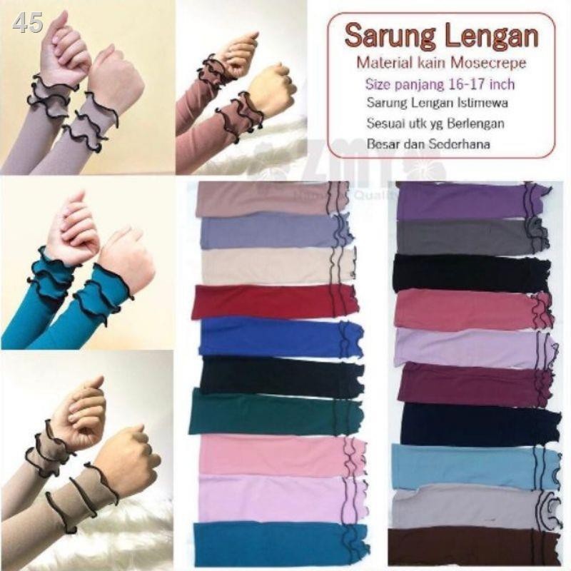 New Arrivals Handsock Moscrepe 3 Ruffle Muslimah Sarung Lengan Tangan Layer Shopee Malaysia