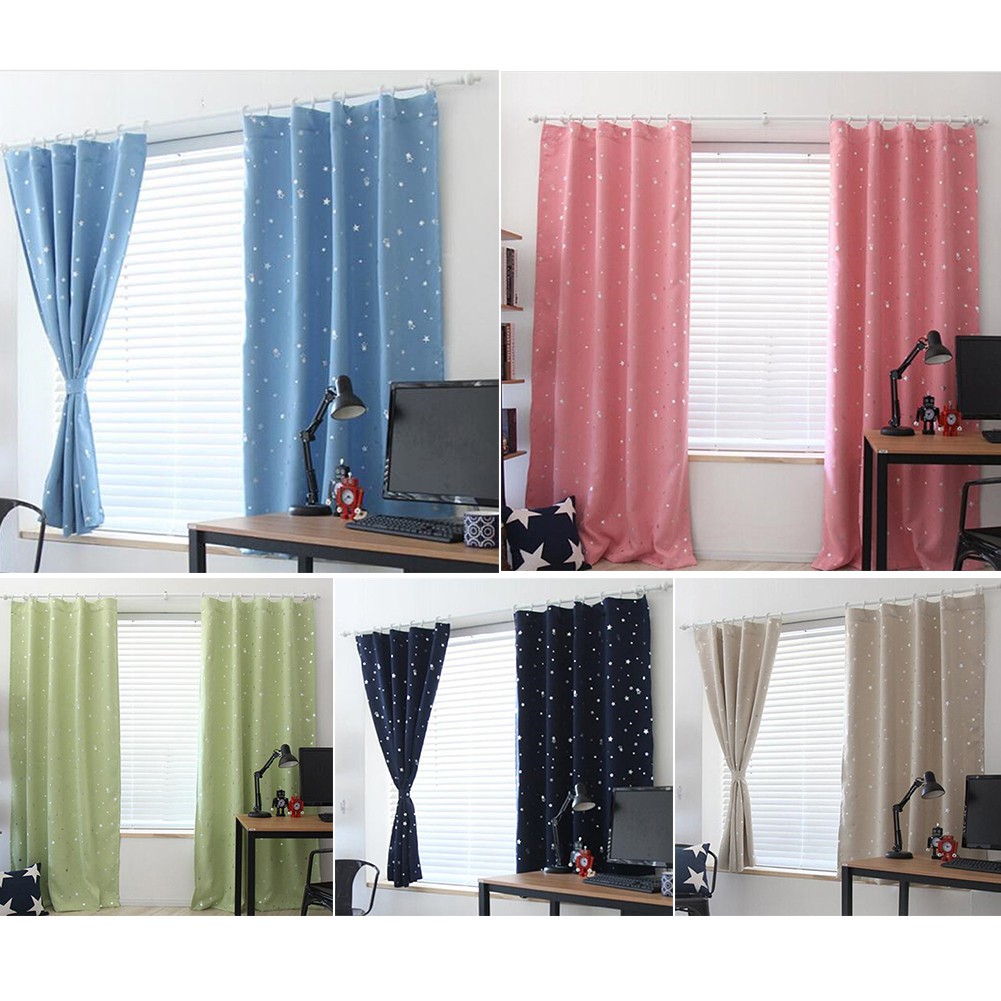 Star Blackout Curtains Printed Curtains Window Drapes For Kids Room