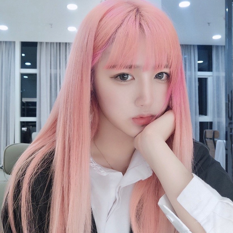 Yoyolala Popular Girl Student Atmosphere Fringe Long Straight Hair