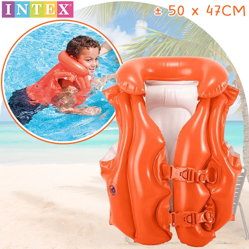 INTEX 58671 Deluxe Swim Vest Inflatable Life Jacket Lifebuoy Swim Vest ...