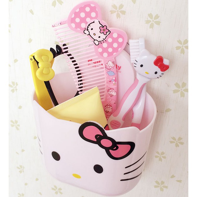 Toothbrush Holder Hello Kitty Toothpaste Wall Sucker Storage Box